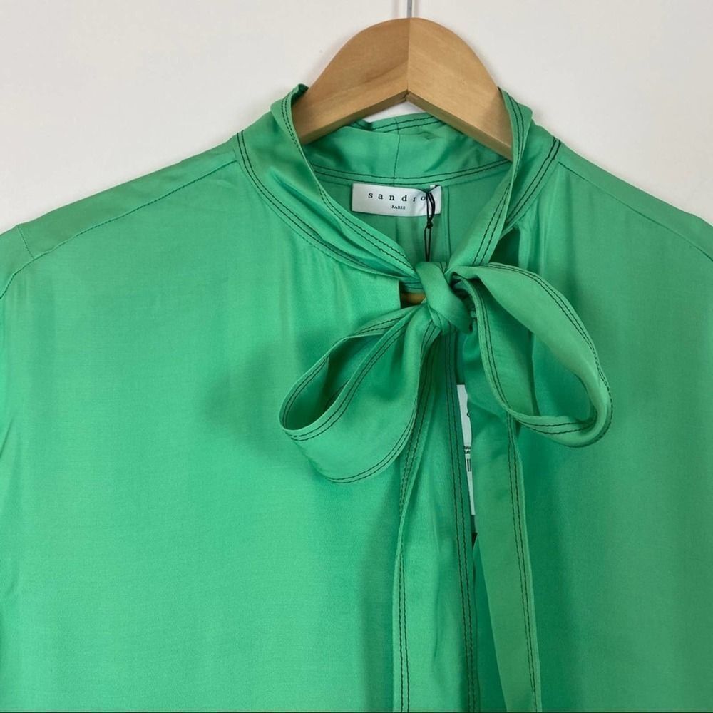 Sandro Paris Floaty Apple Green Sleeveless Top 1 - Picture 5 of 8